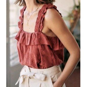 Sezane Hermine Top in Terracotta/Burnt Soil, Size 2 (Fr 34)
